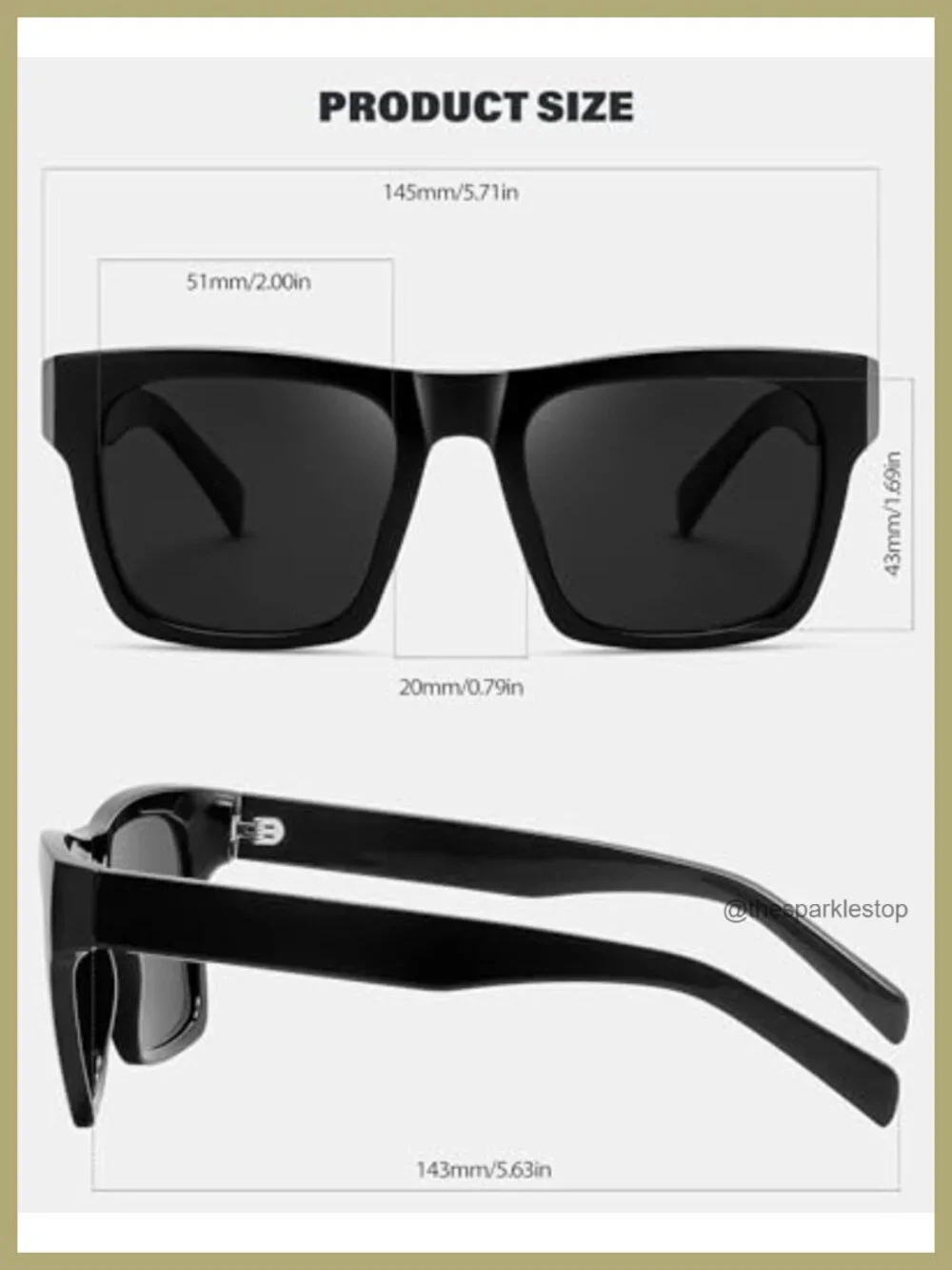 Square Polarized UV400 Protection Sunglasses Acetate TR90 Frames